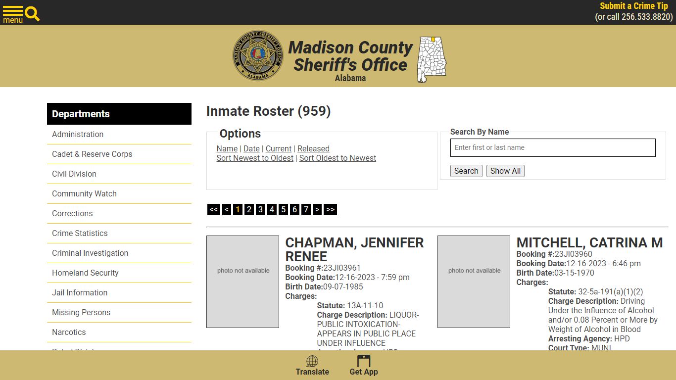 Inmate Roster - Madison County Sheriff's Office